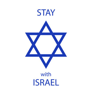 Israel flag sign. Star of David neon icon. Vector illustration. Stay with Israel