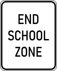 Vector graphic of a USA End School Zone mutcd highway sign. It consists of the wording End School Zone in a white rectangle
