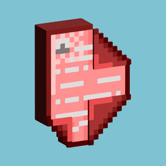 Isometric Pixel art 3d of red paper for items asset. papper isometric on pixelated style.8bits perfect for game asset or design asset element for your game design asset.