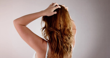Fototapeta premium Itching Dry Head Scalp And Long Hair