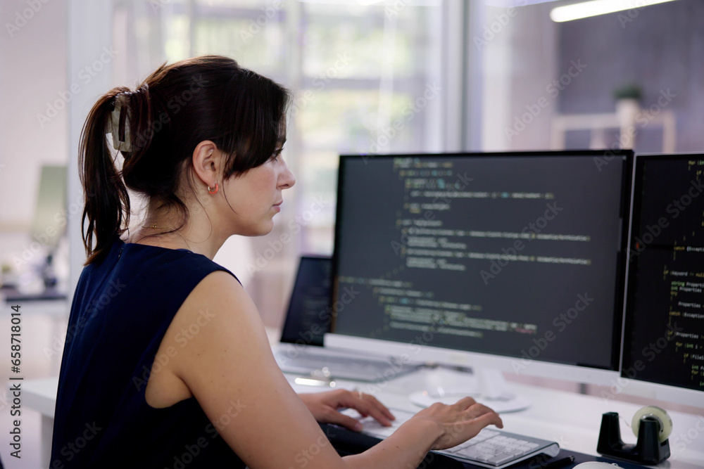 Fototapete Software Programmer Or Coder Woman