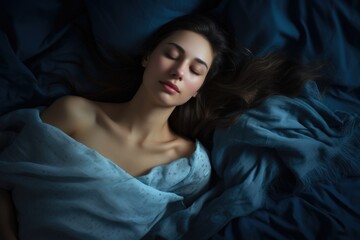 A woman peacefully resting in bed