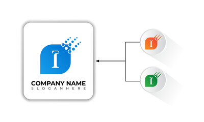 Modern hexagon tech I letter logo designs and branding identity corporate i logo vector design template.