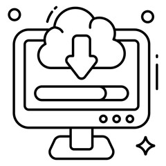 Conceptual flat design icon of cloud download