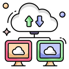 Premium download icon of cloud data transfer 