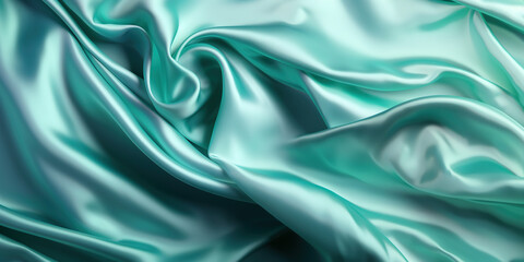Obraz premium Aquamarine Luxury Silk sheet Background fabric banner with copy space