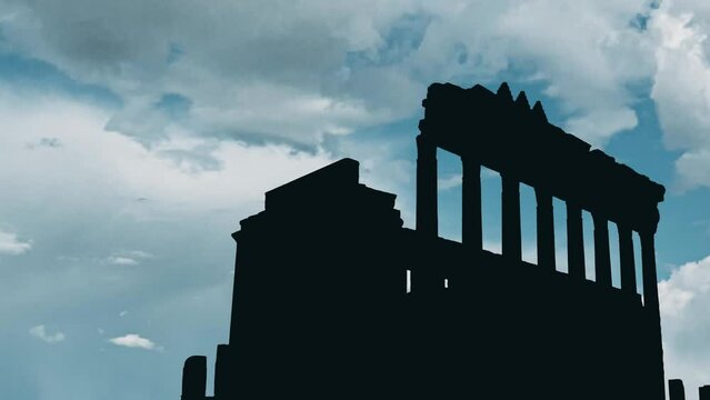 The Temple of Bel syria with a blue cloudy sky in a sunny day