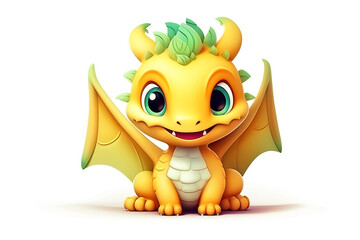 Fototapeta premium cute cartoon dragon monster white background
