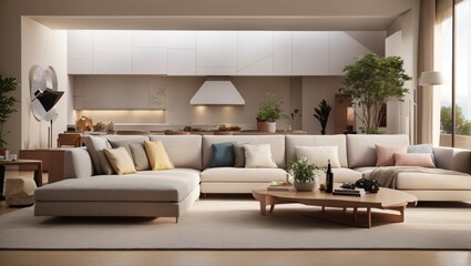 Living room loft in industrial style, 3D render