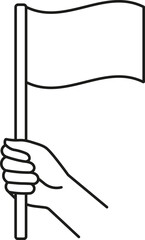 Hand holding flag icon. Vector. Line style.	