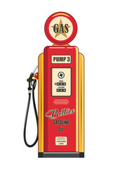 vector retro gas station in orange color isolated on white background