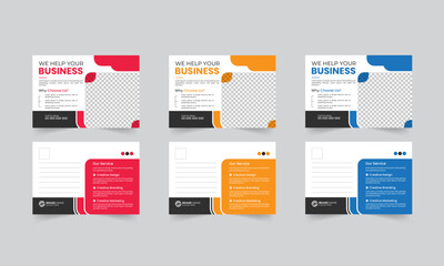 Fototapeta premium Corporate postcard design template. modern postal card design. businss mailing-card design bundle