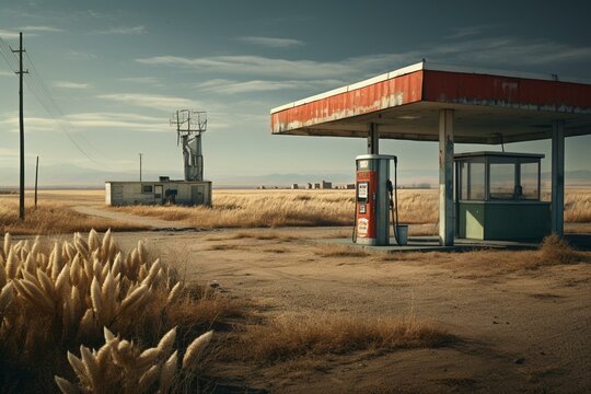 Picture featuring corn and gas station. Generative AI