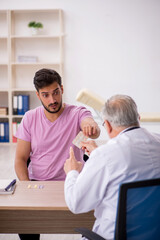 Young male patient visiting old male doctor