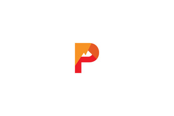 Monogram Letter P With Mountain Modern Initial Logo Design ,P linked circle uppercase monogram logo