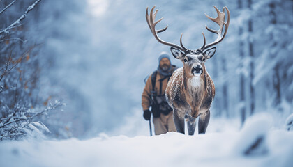 Winter Encounter, Hiker Meets Majestic Giant Elk