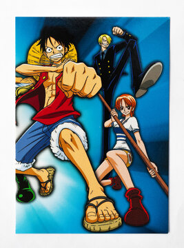 Hamburg, Germany - 02052023: photo of the English one piece panini trading card East Blue 48 from the epic journey set.	