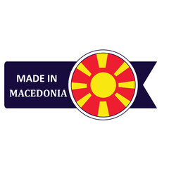 Made In Macedonia. Flag, banner icon, design, sticker