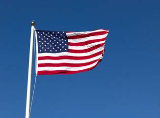 Majestic american flag waving in wind