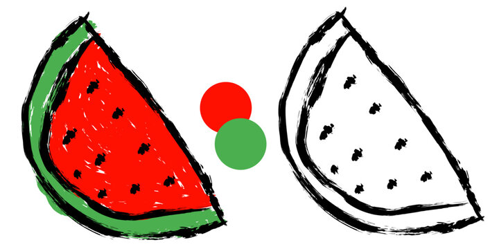 Watermelon to be colored. Coloring book crayon for children.