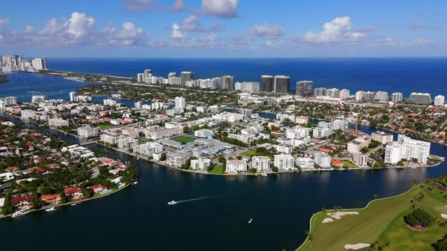 Aerial 2023 video collection. Miami Beach Bay Harbor Islands east