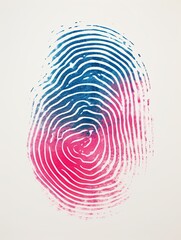 The fingerprint is blue-pink on a white background. Generated by AI.