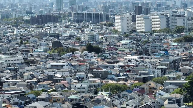 東京近郊の町並み、江戸川上空から。