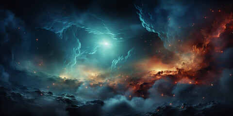 Space Cosmos with galaxies and bright stars, Astronomy, Universe, colorful space background
​