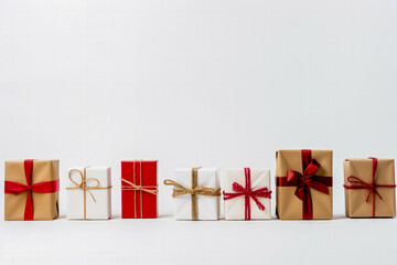 Young teens custom-made minimalist style Christmas gifts isolated on a white background 