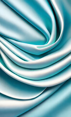 Abstract background with translucent turquoise or emerald colored waves on white and light turquoise background.