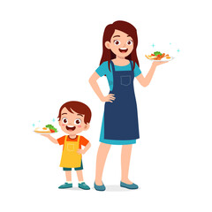 little kid with mother holding fresh food