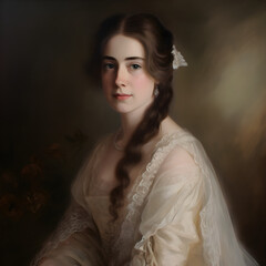 Fototapeta premium A woman in a white viceregal dress