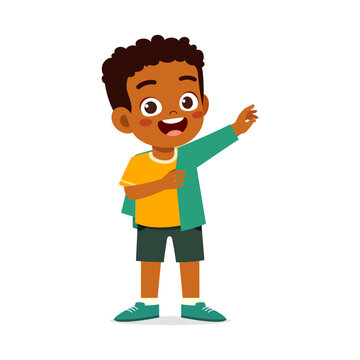 happy boy putting on green jacket clip art preview