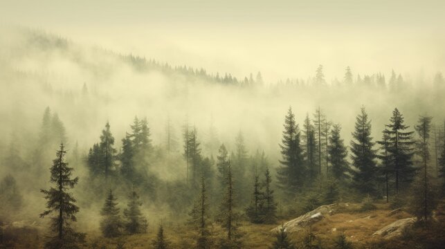 Pine forest in retro style © Krtola 