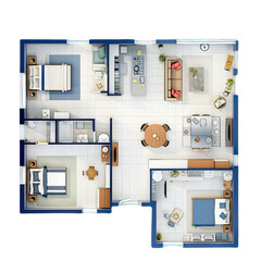 Residential floor plans, various rooms fully furnished, ready to move into. Created by AI.