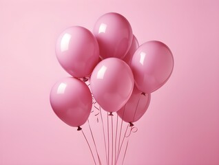 A bunch of pink balloons with pink background. Happy birthday or party theme decoration