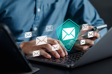 Email Protection Security from Spam virus. Internet network, Secure data email, Security protection...