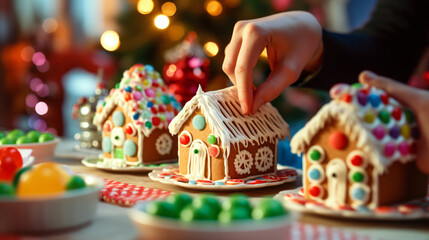 Christmas Festive Delights Close up of hands arranging cookies, food, dough, cooking, bread, cake, kitchen, baking, flour, christmas, making, cookie, bakery, pastry, sweet, hand, dessert, cookies