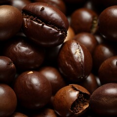 Close up of coffee beans. Generative AI.