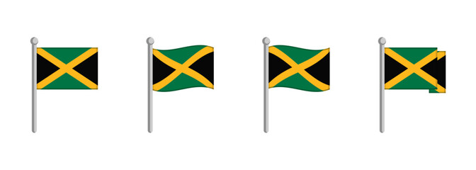 Jamaica flag vector set. Fluttering flag, Jamaican national symbol