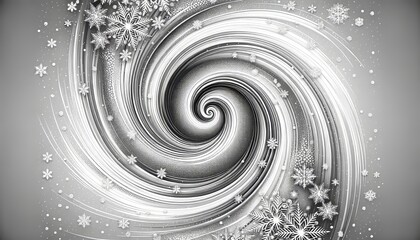 Swirling Snowflake Vortex on Frosty Silver