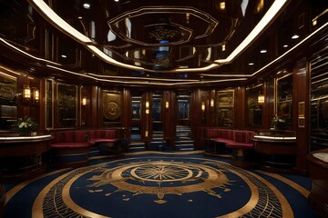 ship interiors incorporate nautical art and sculptures to enhance the onboard experience. - obrazy, fototapety, plakaty