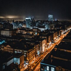 Fototapeta na wymiar A city at night with lights