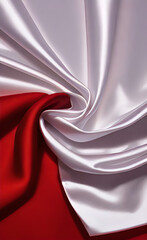 Abstract white and red textile transparent fabric. Soft light background for beauty products or other.