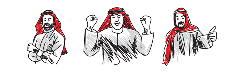 Arab businessman free hand Vector Illustration.