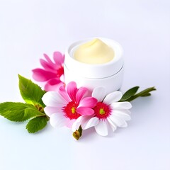 Obraz na płótnie Canvas cosmetic cream with flower