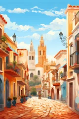 Foto op Canvas Illustration of beautiful view of the city of Sevilla, Spain © Alek