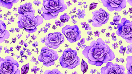 watercolor beautiful fantasy purple rose, tile seamless repeating pattern