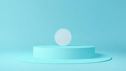 light blue background podium, 3d render, Abstract minimal scene with geometrical forms