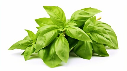 Thai basil is one of the cuisine's hidden components. isolated against a white backdrop